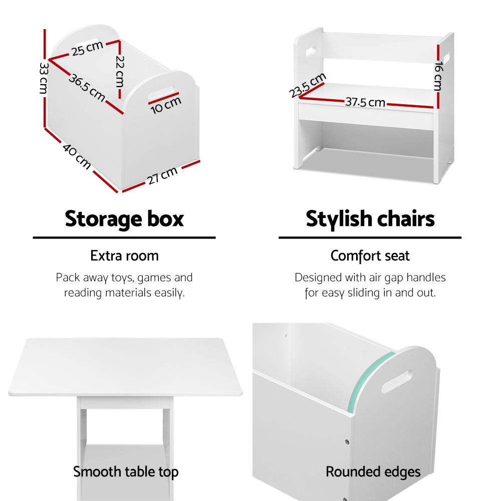 Keezi Kids Multi-function Table and Chair Set with hidden storage box, featuring eco-friendly materials and a stylish design.